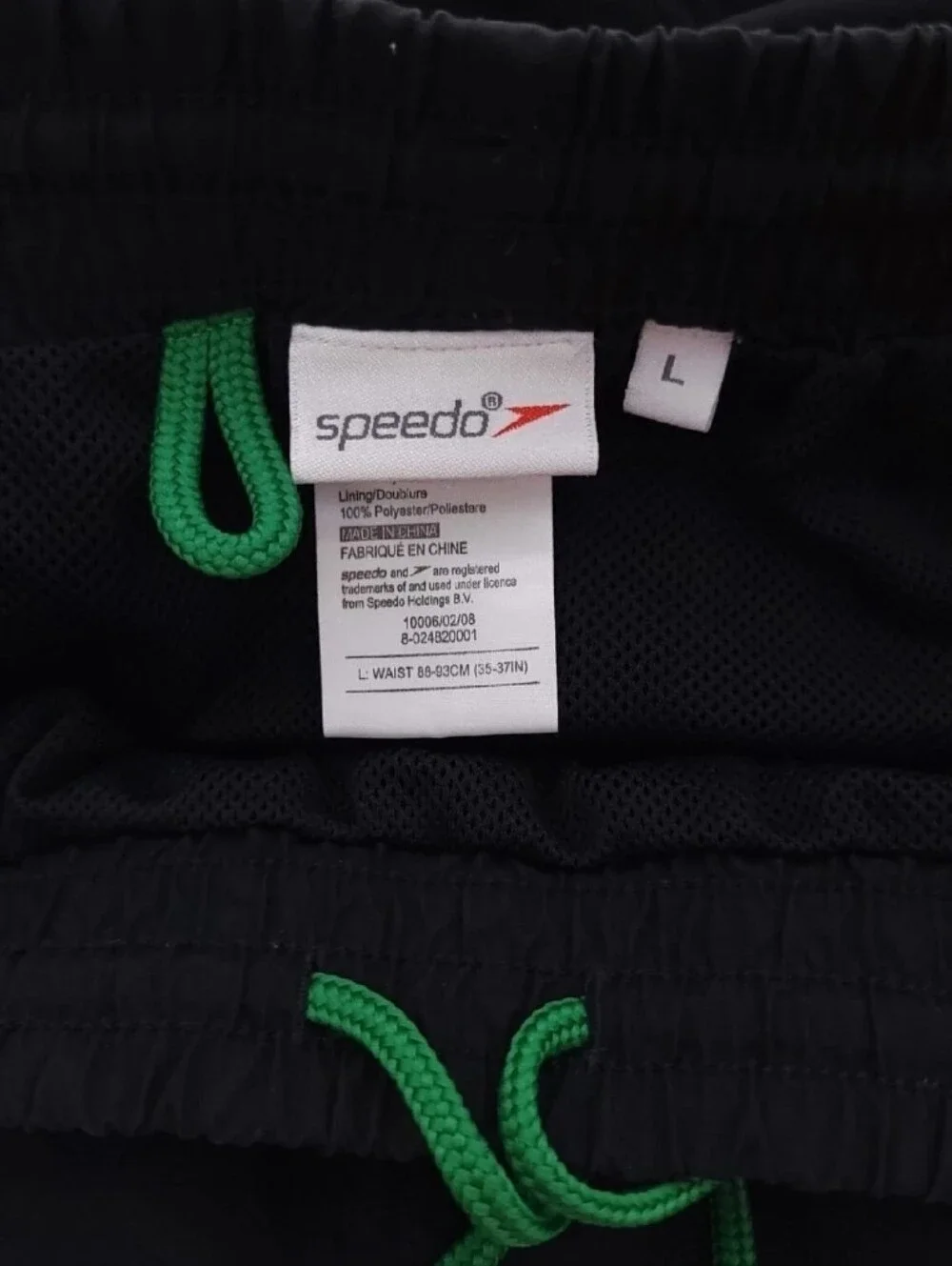 Speedo Black Green Mens Size Large Swim Trunk Inner Mesh